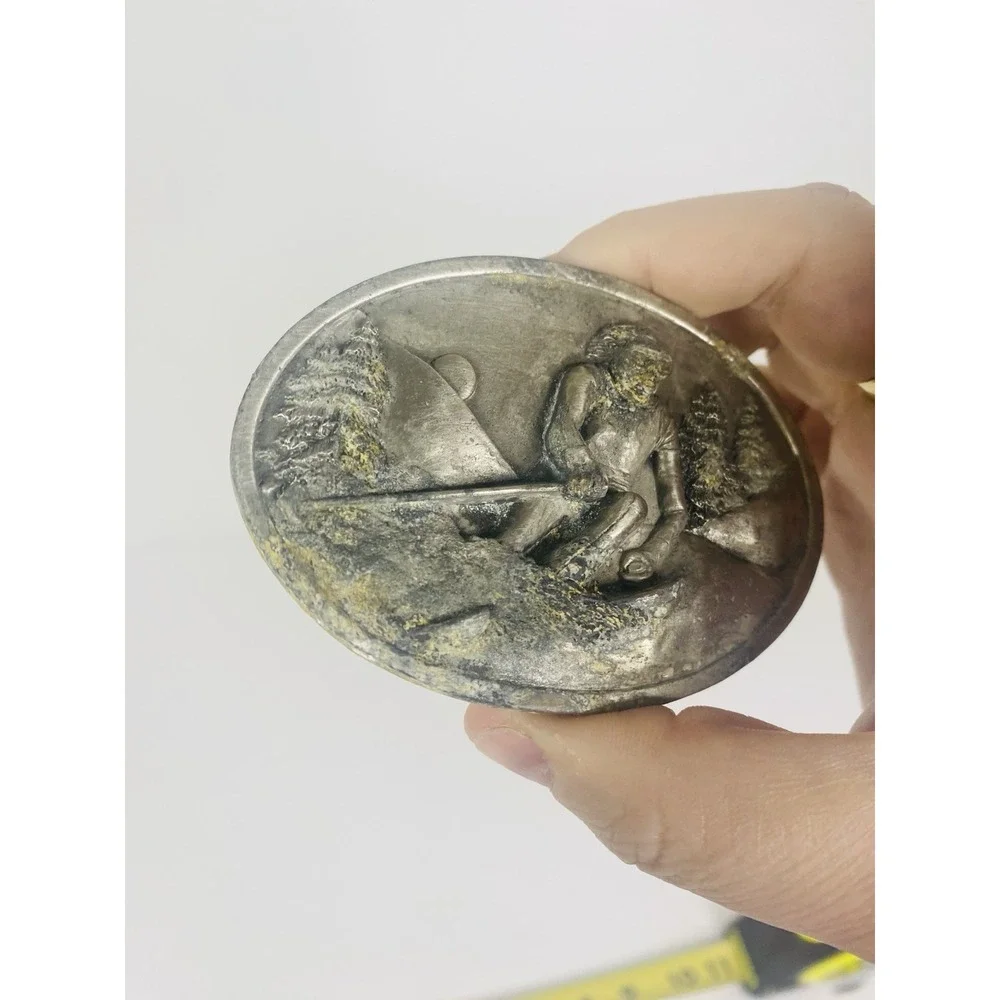 Bergamot Brass Works Downhill Skiing Belt Buckle 1984‎ Made In USA As Is